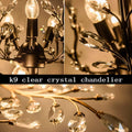 Ganeed Vintage 8 Lights Pendant Light Crystal Chandeliers Adjustable Ceiling Light for Living Room Bedroom Restaurant Porch Hallway Black
