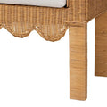 Reiko Handcrafted Natural Rattan Bench with Scalloped Design Boho Farmhouse Seating for Entryway, Bedroom, or Living Room