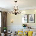 Ganeed Vintage 8 Lights Pendant Light Crystal Chandeliers Adjustable Ceiling Light for Living Room Bedroom Restaurant Porch Hallway Black