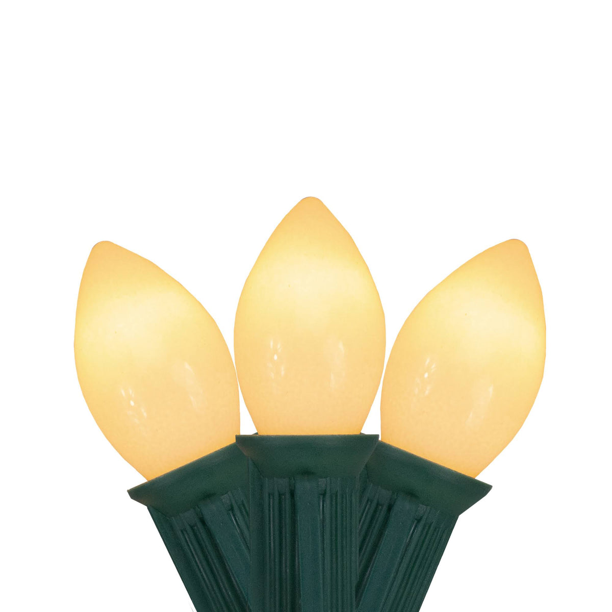 25 Count Opaque Clear White C7 Patio Wedding Christmas Light Set, 24ft Green Wire
