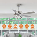 Parrot Uncle 52 Inch Contemporary Chrome Ceiling Fan with Integrated LED Lights and Remote Control