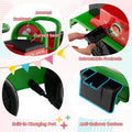 6V 2 Seater Ride On Train with Detachable Carriage, Under Seat Storage, Whistle & Flashing LED Lights, Trackless Electric Ride On Toy for Kids