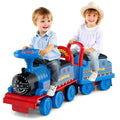 6V 2 Seater Ride On Train with Detachable Carriage, Under Seat Storage, Whistle & Flashing LED Lights, Trackless Electric Ride On Toy for Kids