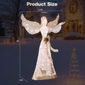 Tangkula 5 FT Lighted Christmas Angel, Outdoor Pre lit 3D Glittered Angel with 100 Warm White Lights