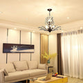 Ganeed Vintage 8 Lights Pendant Light Crystal Chandeliers Adjustable Ceiling Light for Living Room Bedroom Restaurant Porch Hallway Black