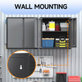 Topass Metal Wall Cabinet with Lockgarage Storage Cabinet, Wall Mounted Utility Cabinet with Adjustable Shelf & Locking Doors