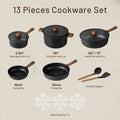 Carote 13-Pcs Nonstick Cookware Sets, Pots and Pans with Stay Cool Handles, Induction Compatible Kitchen Set, (Black)