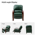 Set of 2 Alex Mid Century Modern Genuine Leather Manual Recliners with Curved Wooden Arms
