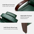 Set of 2 Alex Mid Century Modern Genuine Leather Manual Recliners with Curved Wooden Arms
