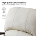 Set of 2 Alex Mid Century Modern Genuine Leather Manual Recliners with Curved Wooden Arms