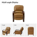 Set of 2 Alex Mid Century Modern Genuine Leather Manual Recliners with Curved Wooden Arms
