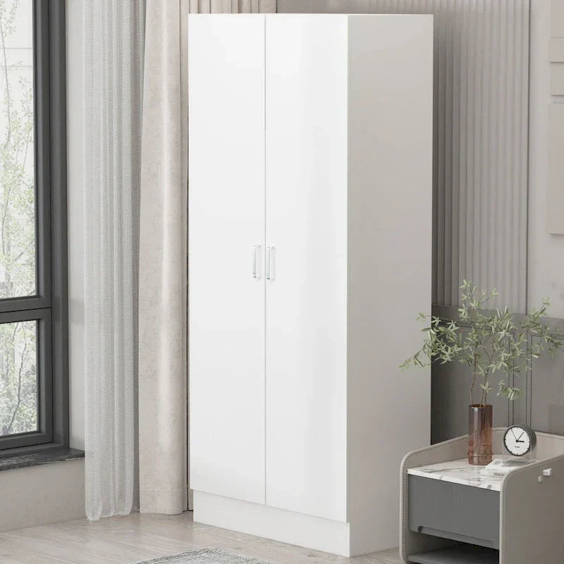 Freestanding 2 Door Bedroom Armoire with Hanging Rod