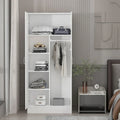 Freestanding 2 Door Bedroom Armoire with Hanging Rod