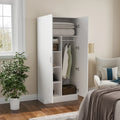 Freestanding 2 Door Bedroom Armoire with Hanging Rod