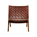 Woven Leather Folding Chair with Brown Wood Frame Available in Black or Brown Roche River Decor