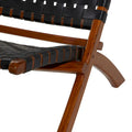 Woven Leather Folding Chair with Brown Wood Frame Available in Black or Brown Roche River Decor