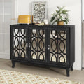 Mirrored Buffet Cabinet with Glass Doors and Silver Handles 3 Door Sideboard for Living Room, Hallway, and Dining Room