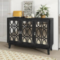Mirrored Buffet Cabinet with Glass Doors and Silver Handles 3 Door Sideboard for Living Room, Hallway, and Dining Room