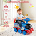 6V 2 Seater Ride On Train with Detachable Carriage, Under Seat Storage, Whistle & Flashing LED Lights, Trackless Electric Ride On Toy for Kids