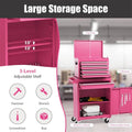 2 in 1 Rolling Tool Chest, 5-Drawer Tool Storage Cabinet with Wheels, Adjustable Shelf, Tool Box Organizer for Garage Warehouse Workshop