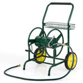 Garden Hose Reel Cart Holds 230FT of 5/8" Hose, Heavy Duty Hose Cart with 2 Wheels & Storage Basket, Portable Water Hose Organizer for Yard