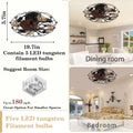Industrial Cage Ceiling Fan Low Profile 7 Blade Fan with Remote & Light Modern Rustic Cooling for Small Spaces