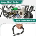 Portable Garden Hose Reel Cart Holds 300FT of 5/8" Large Capacity, Heavy Duty Metal Hose Cart with 4 Wheels & Storage Basket for Lawn Yard