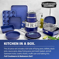Classic Blue 20-Piece Aluminum Ultra Durable Non Stick Diamond Infused Cookware and Bakeware Set
